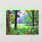 Natuur Misty Meadow Green Space Trees Briefkaart (Voorkant / Achterkant)