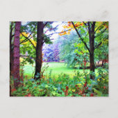 Natuur Misty Meadow Green Space Trees Briefkaart (Voorkant)