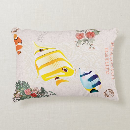 Natuur moderne visvloeren verlaten accent kussen (Voorkant)