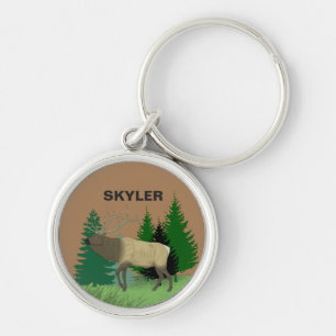 Natuur Monogram Elk Deer Sleutelhanger