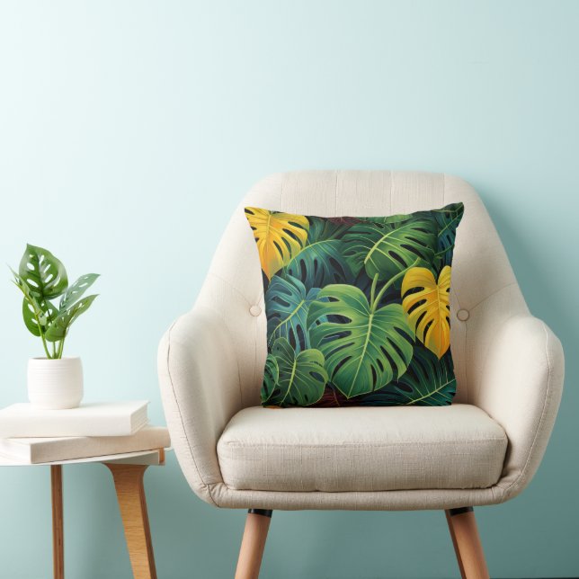 Natuur Monstera Leaves Kussen (Stoel)
