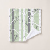 Natuur mooie groene vogelboom bad handdoek (Wasdoekje)