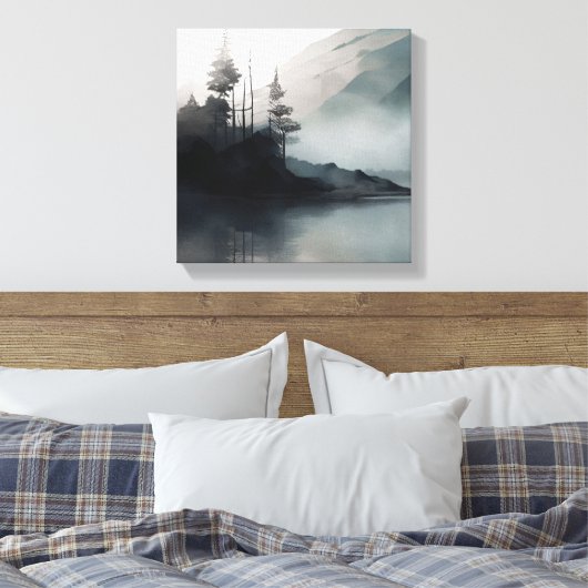 Natuur Mooie Lake Art Stretched Canvas Print (Insitu (Slaapkamer))