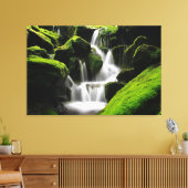 Natuur mooie Waterfall Moss Rocks Fotografie Canvas Afdruk (Insitu (Woonkamer))