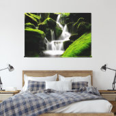 Natuur mooie Waterfall Moss Rocks Fotografie Canvas Afdruk (Insitu (Slaapkamer))