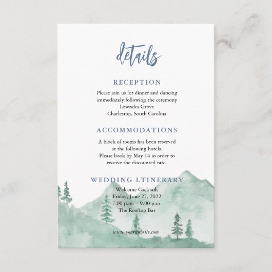 Natuur Mountain Forest Wedding Enclosure kaarten (Voorkant)