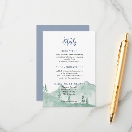 Natuur Mountain Forest Wedding Enclosure kaarten (Voorkant / Achterkant in situ)