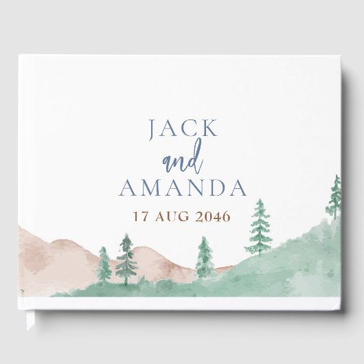 Natuur Mountain Forest Wedding Guestbook Gastenboek (Voorkant)