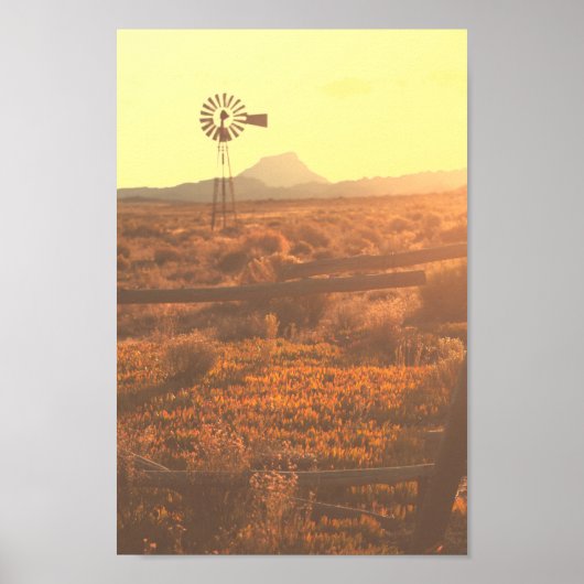 Natuur Mountain South Africa ZA Wind Pump Poster (Voorkant)