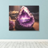 Natuur Mountain Sunrise Crystal Amethyst Canvas Afdruk (Insitu (Houten vloer))