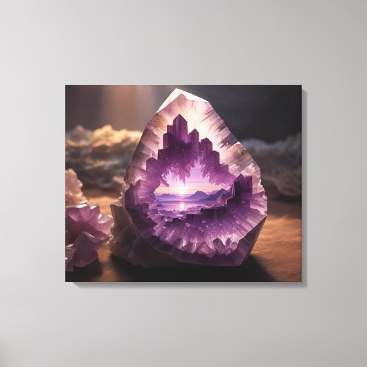 Natuur Mountain Sunrise Crystal Amethyst Canvas Afdruk (Voorkant)