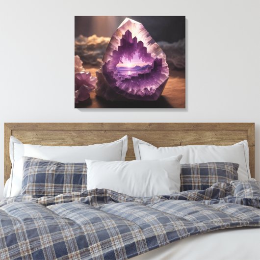 Natuur Mountain Sunrise Crystal Amethyst Canvas Afdruk (Insitu (Slaapkamer))