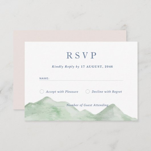 Natuur Mountain Waterverf Wedding Response RSVP (Voorkant / Achterkant)