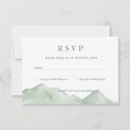 Natuur Mountain Waterverf Wedding Response RSVP Kaartje