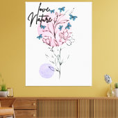 Natuur muur minimalistische bloemenillustratie Pos Canvas Afdruk (Insitu (Woonkamer))