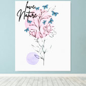Natuur muur minimalistische bloemenillustratie Pos Canvas Afdruk (Insitu (Houten vloer))