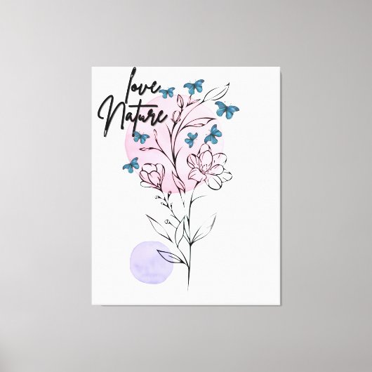 Natuur muur minimalistische bloemenillustratie Pos Canvas Afdruk (Voorkant)