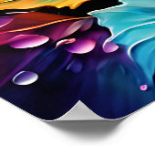 Natuur muurkunst, levendige kleur bladeren dauwdru poster (Hoek)