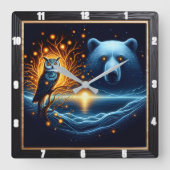 Natuur Mystical Guardians bij Twilight Vierkante Klok (Voorkant)