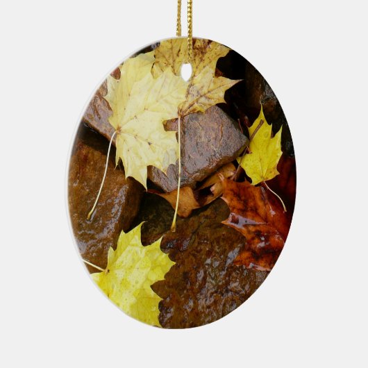Natuur natte bladeren en rotsen keramisch ornament (Rechts)