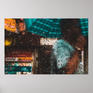 Natuur natte waterdruppelvenster regenen poster