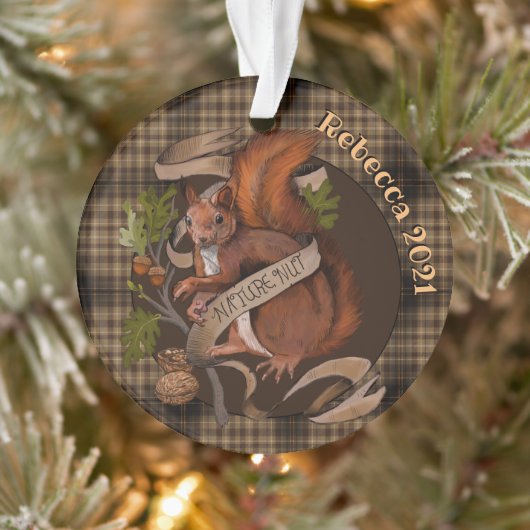 Natuur Nut Squirrel Aangepaste naam Ornament (Boom)