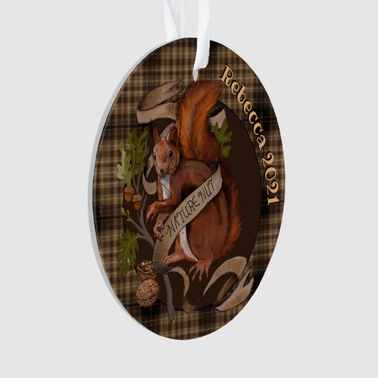 Natuur Nut Squirrel Aangepaste naam Ornament (voorkant)