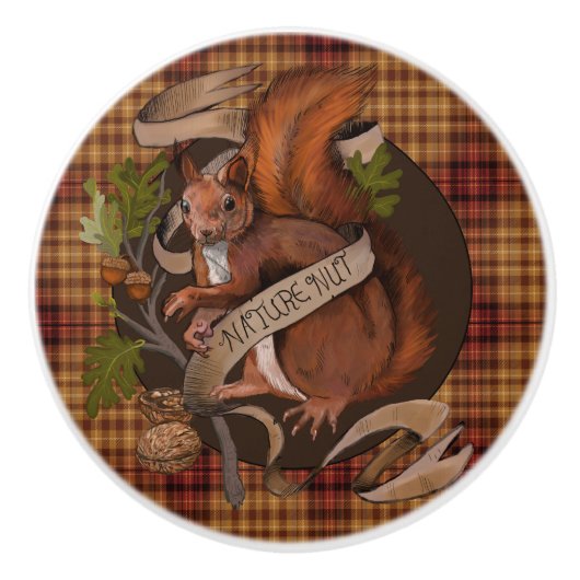 Natuur Nut Squirrel Keramische Knop (Voorkant)