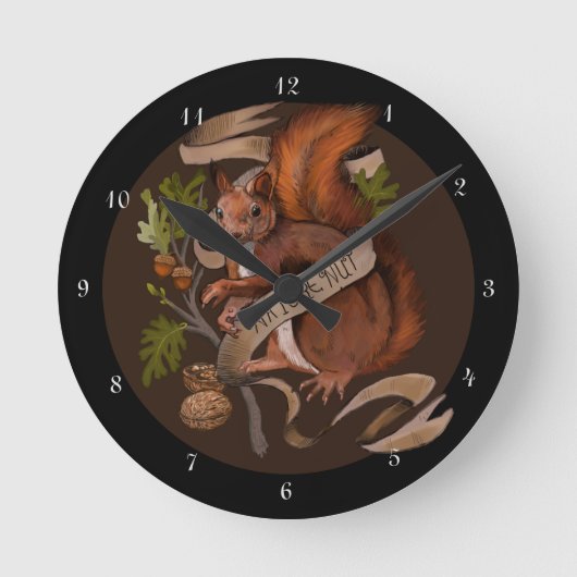 Natuur Nut Squirrel Ronde Klok (Voorkant)