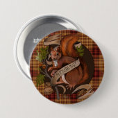 Natuur Nut Squirrel Round Ronde Button 7,6 Cm (Voorkant /achterkant)