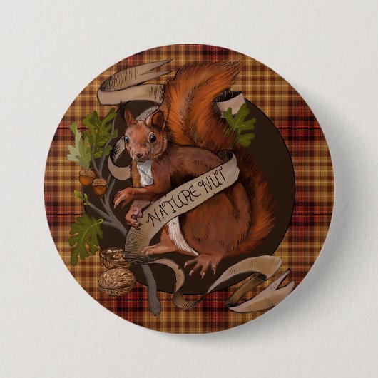 Natuur Nut Squirrel Round Ronde Button 7,6 Cm (Voorkant)