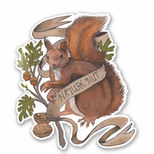 Natuur Nut Squirrel Sticker (Voorkant)