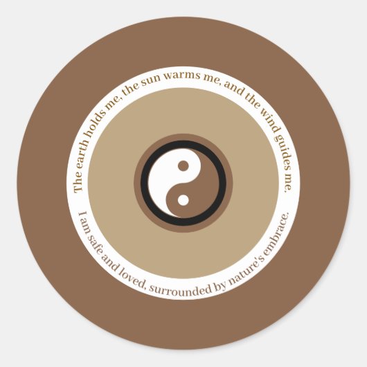 Natuur omhelst het aardse bruine boze oog Yin Yang Ronde Sticker (Voorkant)