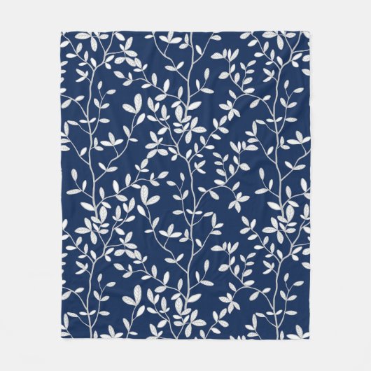 Natuur omhelst Navy White Fleece Deken (Voorkant)