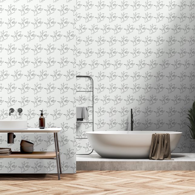 Natuur Oranjide Bloem Patroon Ontwerp  Behang (Badkamer)