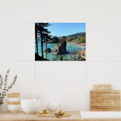 Natuur Oregon Coast Sunny Beach Rocks Foto Poster (Keuken)