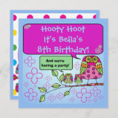 Natuur Owl Birthday Gepersonaliseerd uitnodigingen (Voorkant / Achterkant)