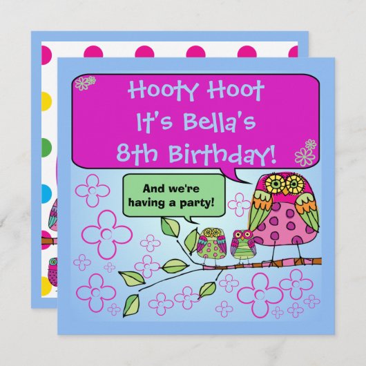 Natuur Owl Birthday Gepersonaliseerd uitnodigingen (Voorkant / Achterkant)