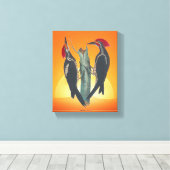 Natuur Paar Wild WoodPeckers Canvas Afdruk (Insitu (Houten vloer))