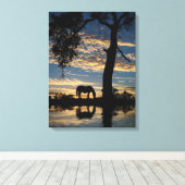  Natuur Paarden en Pond Landschap Canvas Afdruk (Insitu (Houten vloer))