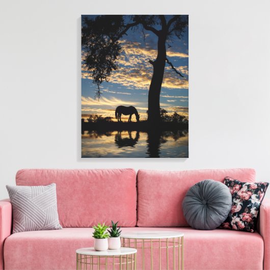  Natuur Paarden en Pond Landschap Canvas Afdruk (Insitu (Woonkamer))