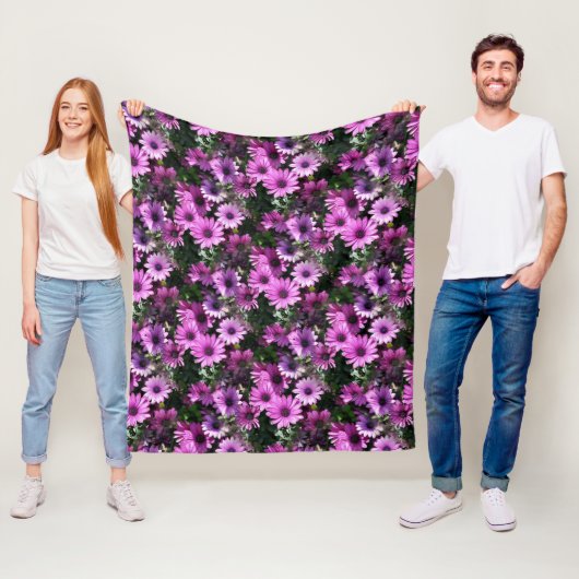 Natuur Paars-Afrikaanse Daisy Flowers Fleece Deken (In situ)