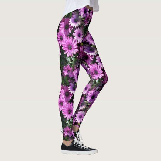 Natuur Paars-Afrikaanse Daisy Flowers Leggings (Rechts)