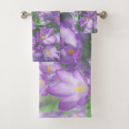Natuur Paarse Crocus Flowers Bad Handdoek