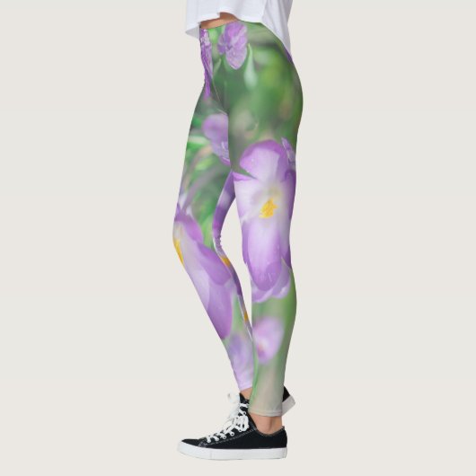 Natuur Paarse Crocus Flowers Leggings (Links)
