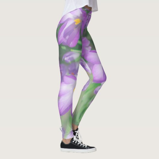 Natuur Paarse Crocus Flowers Leggings (Rechts)