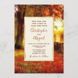 Natuur pad herfst bladeren Herfst Christelijke bru Kaart