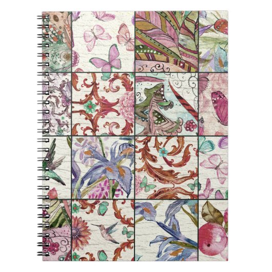 Natuur Patchwork: Chique naadloze achtergrond Notitieboek (Voorkant)