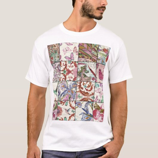 Natuur Patchwork: Chique naadloze achtergrond T-shirt (Voorkant)