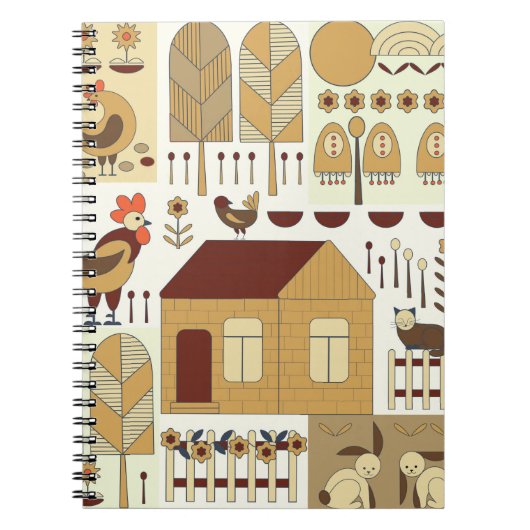 Natuur patroon, katoenkern, tuinieren. Omheining,  Notitieboek (Voorkant)